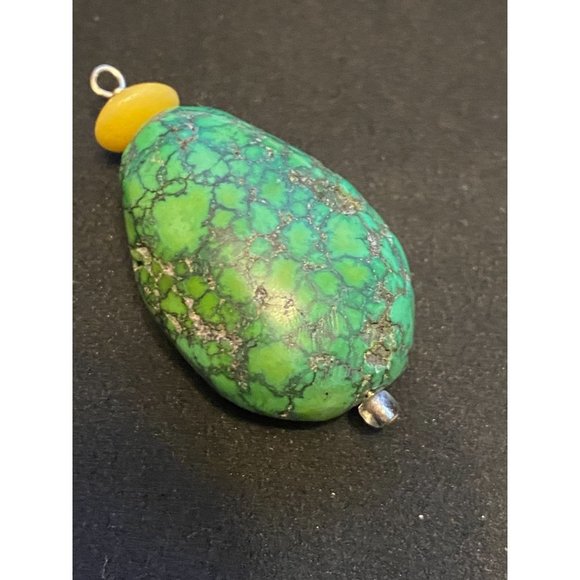 Spiderweb Matrix Turquoise Teardrop Pendant 12g -Bluegreen - Picture 3 of 4